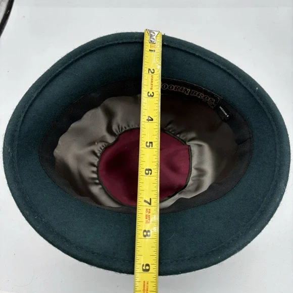 Goorin Bros Fedora Hat Womens Size Medium M 4 Dark Green w Ribbon and Feather - Picture 3 of 8